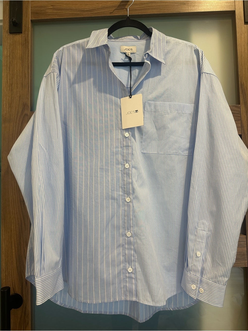 NWT Joe's Jeans Blue & White Pinstripe Boyfriend Button Down Shirt